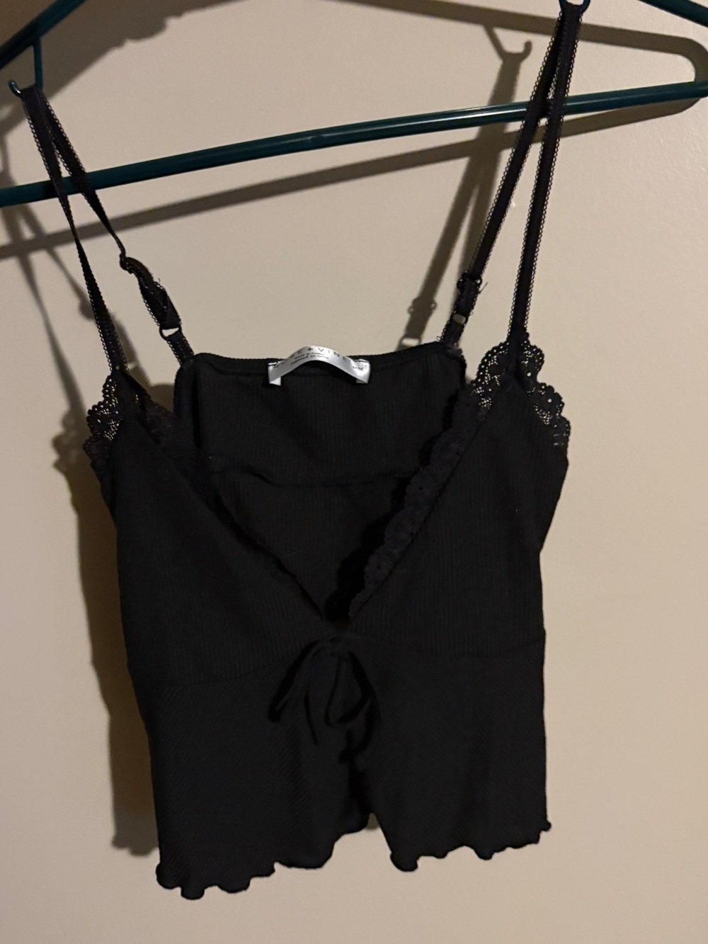 Rose & Olive Black Lace-Trim Cami Bodysuit